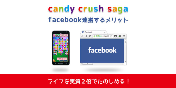 candy crush saga　facebook連携　ライフ２倍
